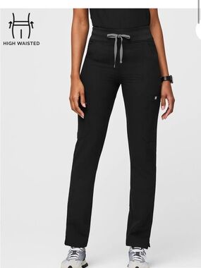 Figs Black Yola High Waisted 2.0 - Tall Skinny Scrub Pants
